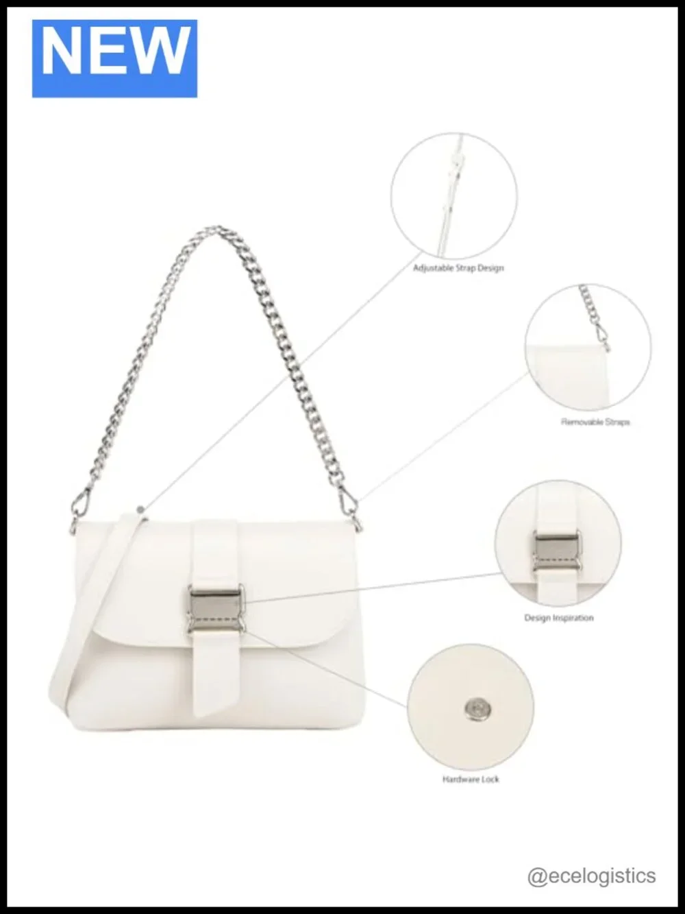 Split Leather Shoulder Bag Crossbody Purse with Chain Strap